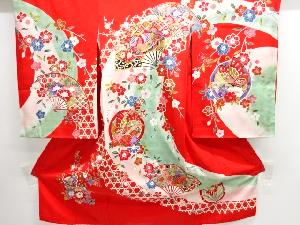 扇に花蝶模様子供着物